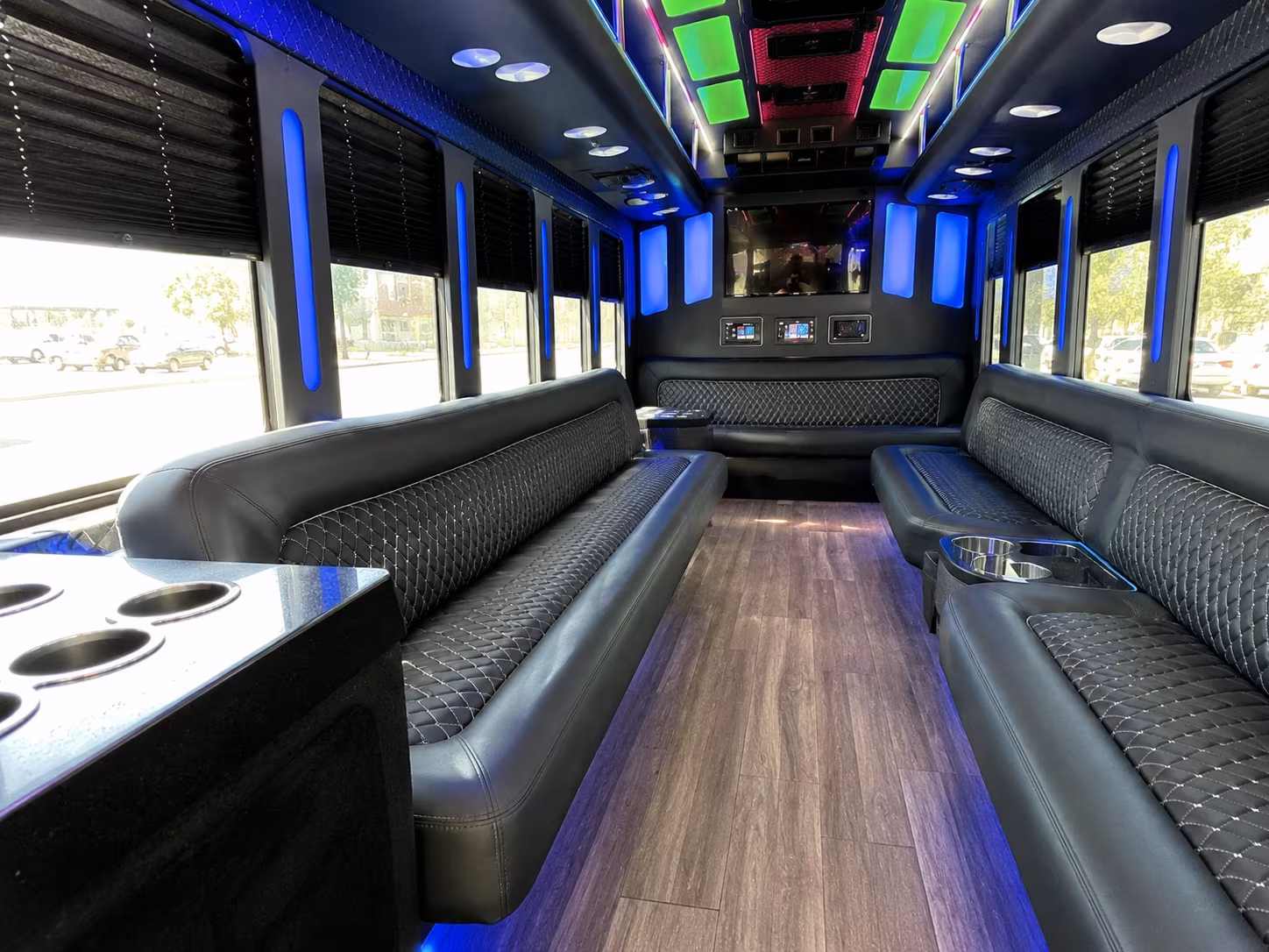 minneapolis 15 passenger party bus inside